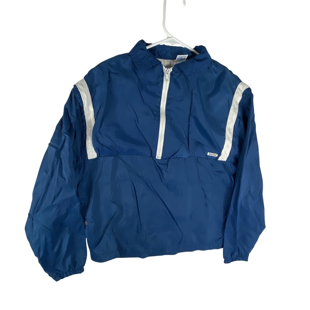 Vintage Russell Athletic Jacket Mens Small Blue 1/2 Zip Windbreaker USA 80s